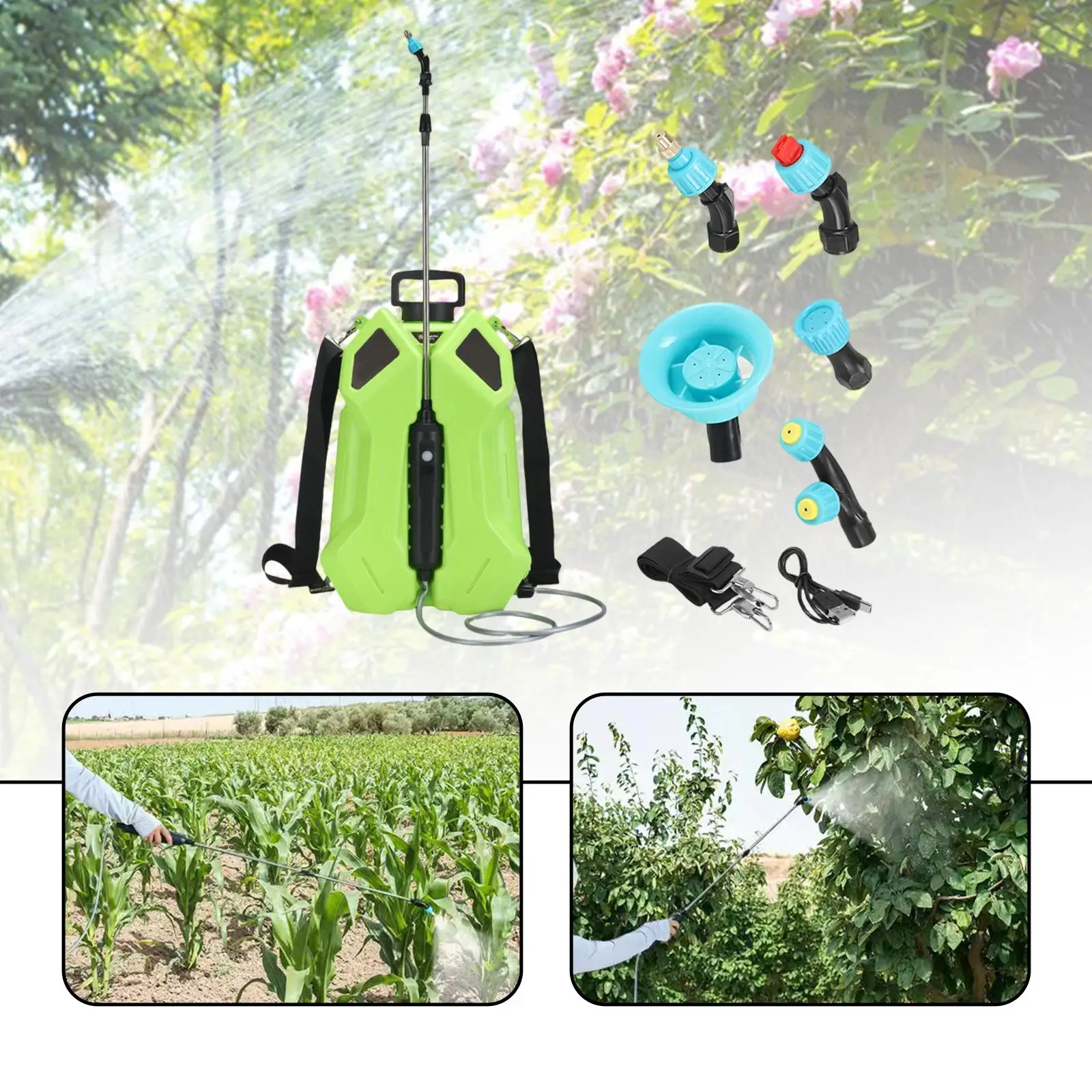 

Power Sprayer Multi Nozzle Handheld Electric Sprayer with Battery for Outdoor Garden Plant Care