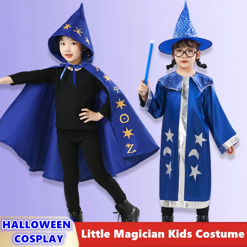 

Children Halloween Costumes Cloak Little Magician Holiday Party Cosplay Suit Girls Dress Up