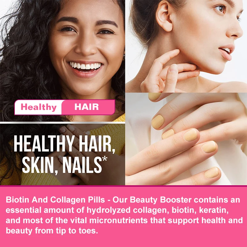 Alxfresh Collagen Biotin Capsules with Vitamin C for Anti-oxidation Support Skin & Joint & Hair Health Nutritional Supplements