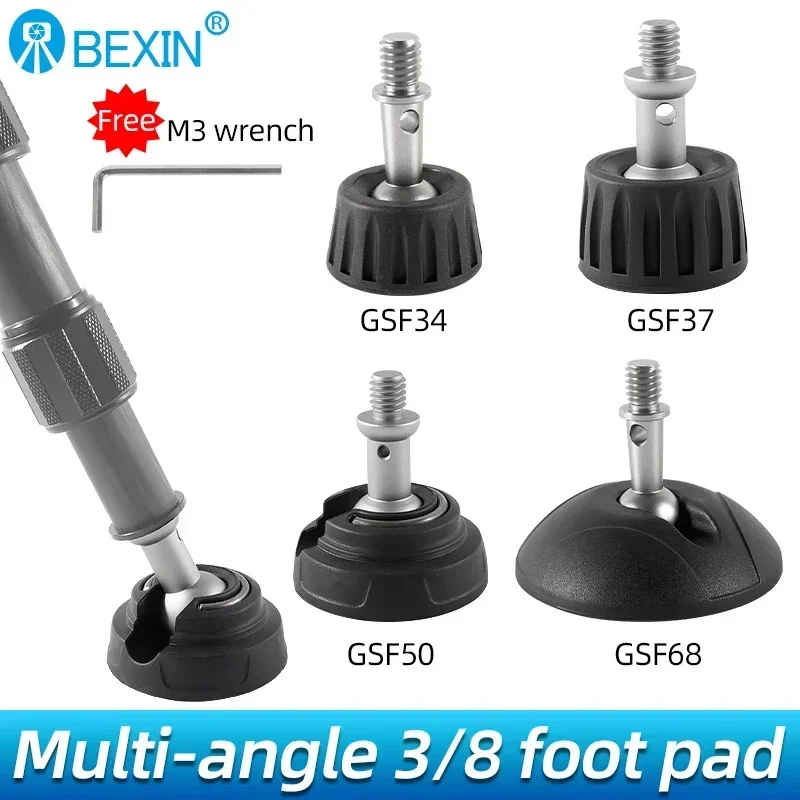 BEXIN 34/37/50/68mm Universal Anti-slip Rubber Foot Pad Feet Spike for Tripod Monopod 3/8