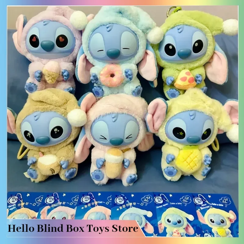 

Genuine Stitch Eat Something Before Sleep Series Vinyl Blind Box Kawaii Plush Dolls Pendant Mystery Box Ornaments Customized