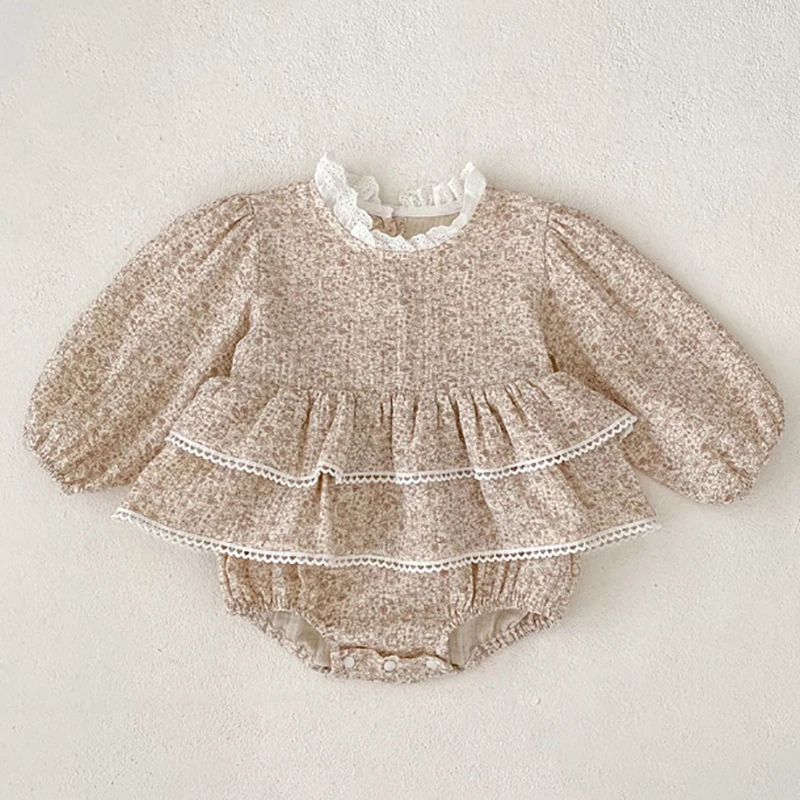 

2024 Fall Little Girls Clothing Cute Ruffle Lace Baby Romper Tutu Skirt for Princess Toddler Girls Costume One Piece Clothes