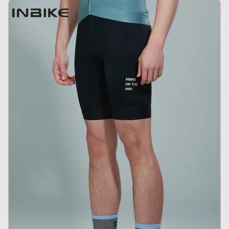 

Велосипедные шорты Inbike, спортивные штаны, подушечки, шорты нагрудник, велосипедная одежда с большим карманом для мужчин, высокоэластичная велосипедная одежда