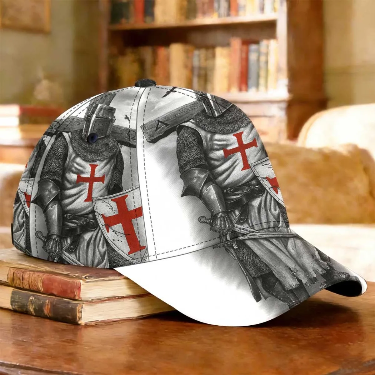 Customization 1pc Templar Knight Standing Before Cross Baseball Cap Lightweight Festival Summer Style Gift For Dad For Dad Hat H