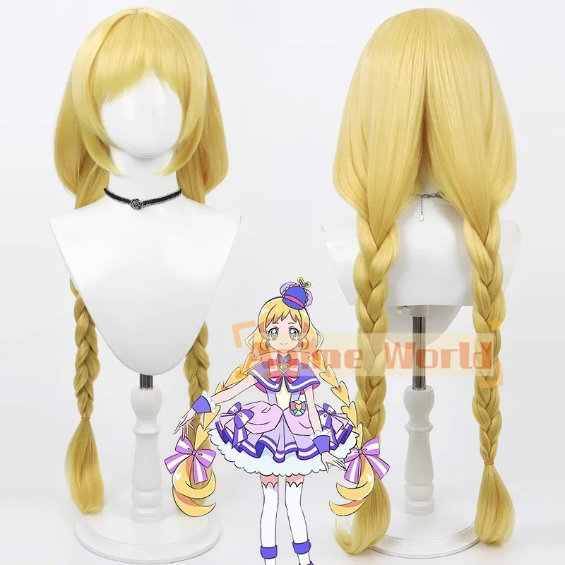 Inukai Iroha Cosplay Wig Pretty Cure Yellow 80cm Long Heat Resistant Synthetic Hair Halloween Party Role Play Carnival + Wig Cap