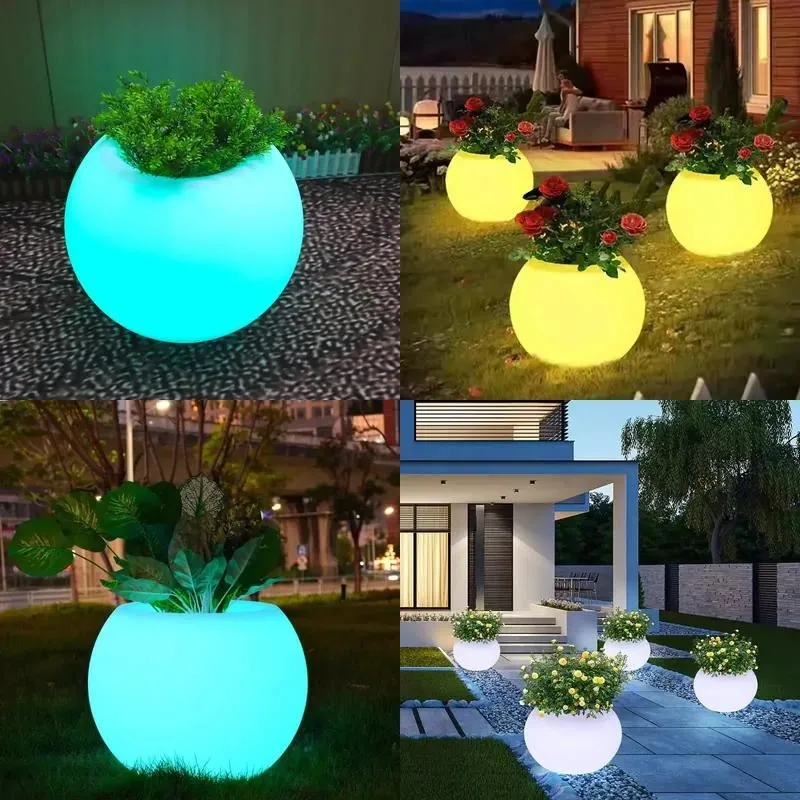 Outdoor solar luminous flower pot light IP65 waterproof environment decoration villa garden lawn courtyard balcony plant