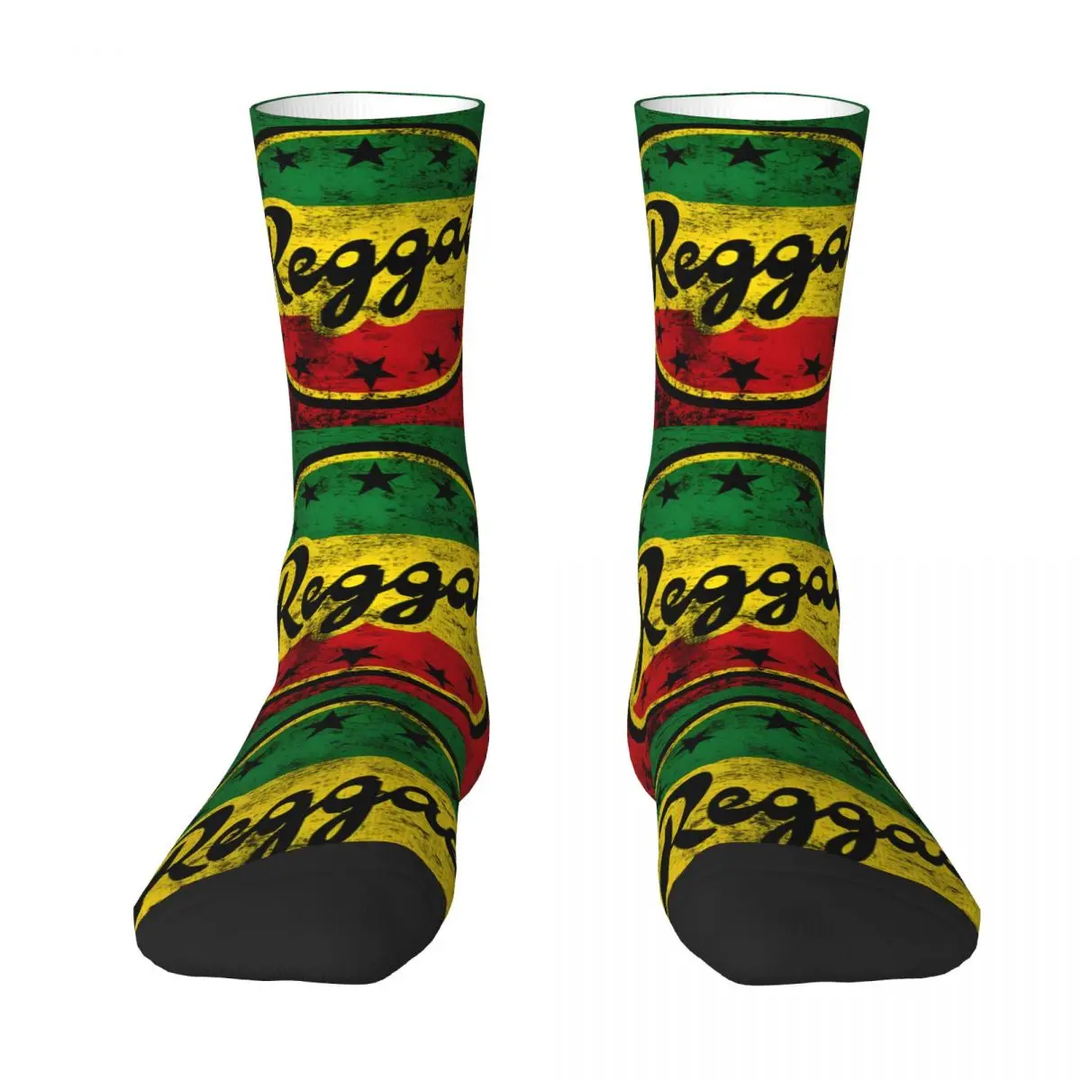 Funny Crazy Sock for Men Reggae Rastafari Flag Vintage Quality Pattern Printed Crew Sock Novelty Gift