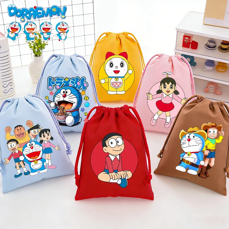 

Сумка на шнурке с мультяшным принтом Doraemon, женская сумка-мешок, Kawaii Nobi Nobita, портативная сумка для хранения большой вместимости, подарки на день рождения