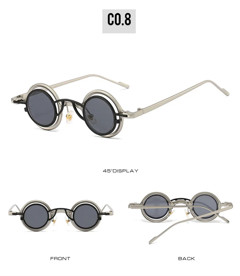 Neue Runde Sonnenbrille Unisex Frauen Männer Steampunk Brille Persönlichkeit Hip-hop Mode Sonnenschutz UV400 Kleine Brillen – Detail 14