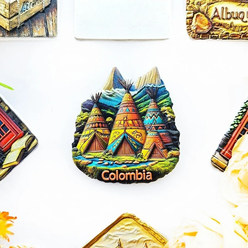 Colombian Indigenous Tent Fridge Magnet - 3D Amazonian Souvenir Tribal Pattern Decor Unique South America Gift