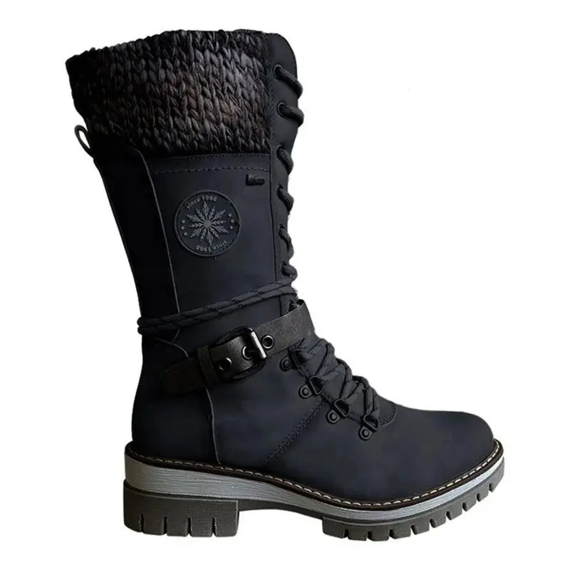 Botas de nieve impermeables hasta la rodilla para mujer, botines hasta la rodilla