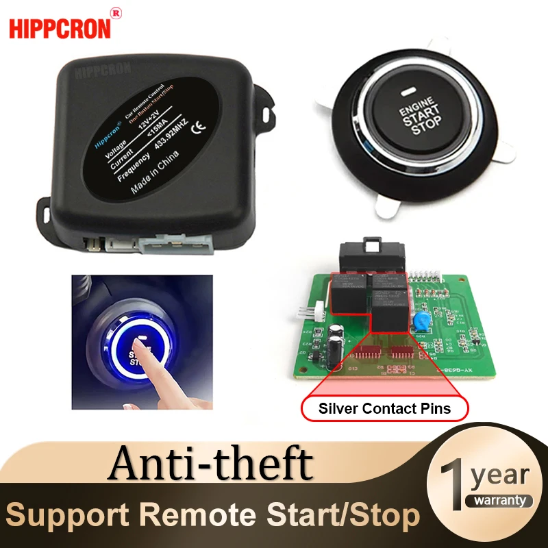 Hippcron Car Alarm One Button Start/Stop System Kit Remote Engine Door Lock Keyless Entry System chiusura centralizzata