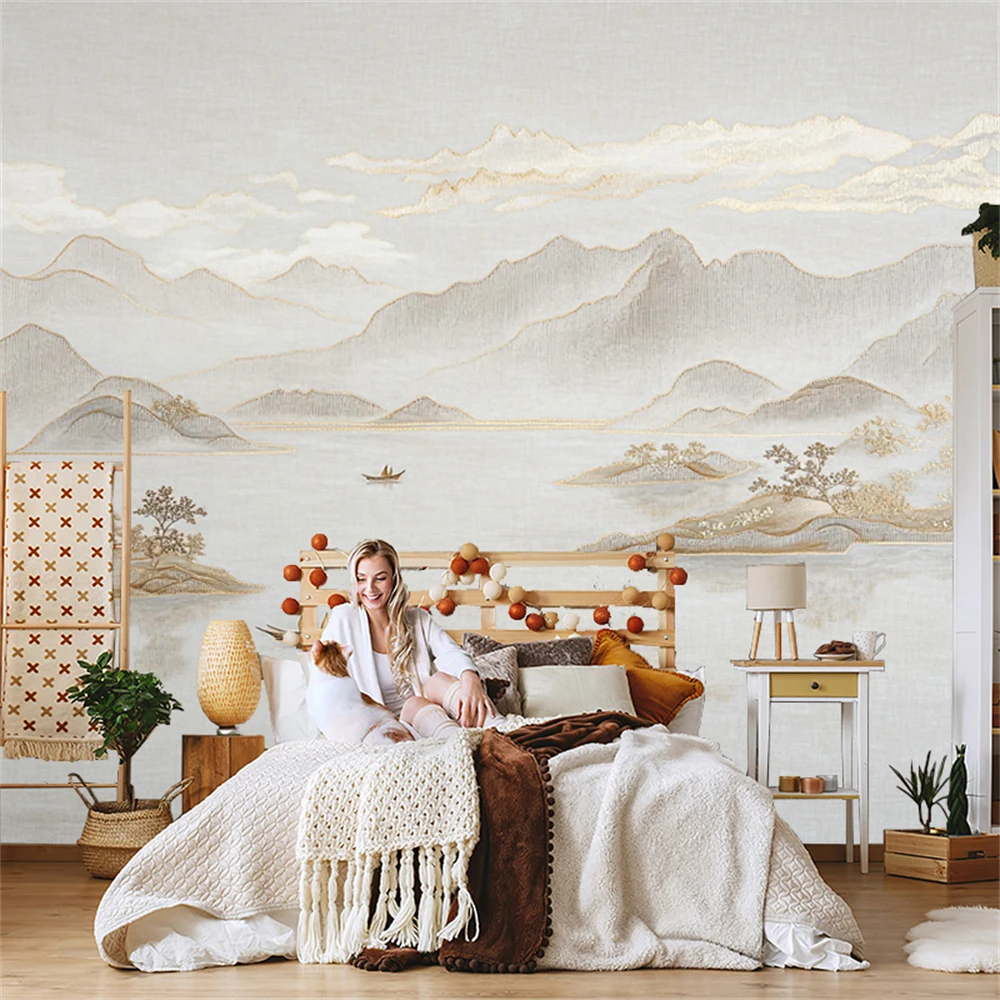 custom Ink landscape wallpaper TV background wall paper for living room sofa wall cloth bedroom mountain range mural 3D painting