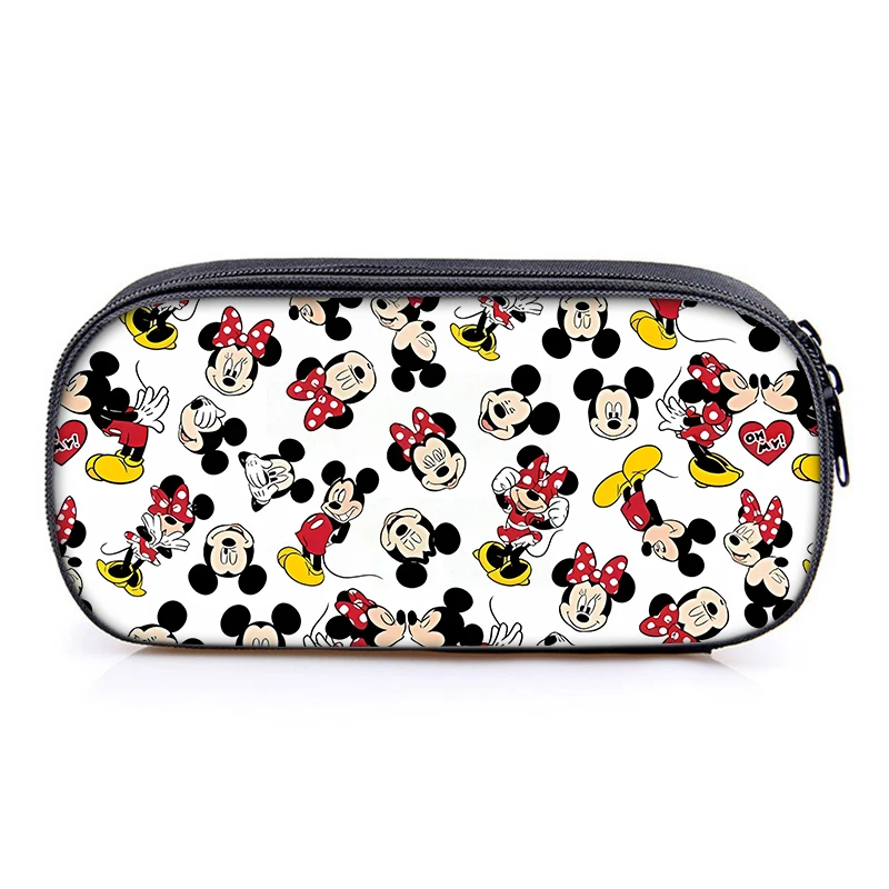 Disney Mickey Mouse Print Pencil Cases Anime Minnie Pen Bags Creative Pencil Bag Kids School Supplies Boys Girls Birthday Gift