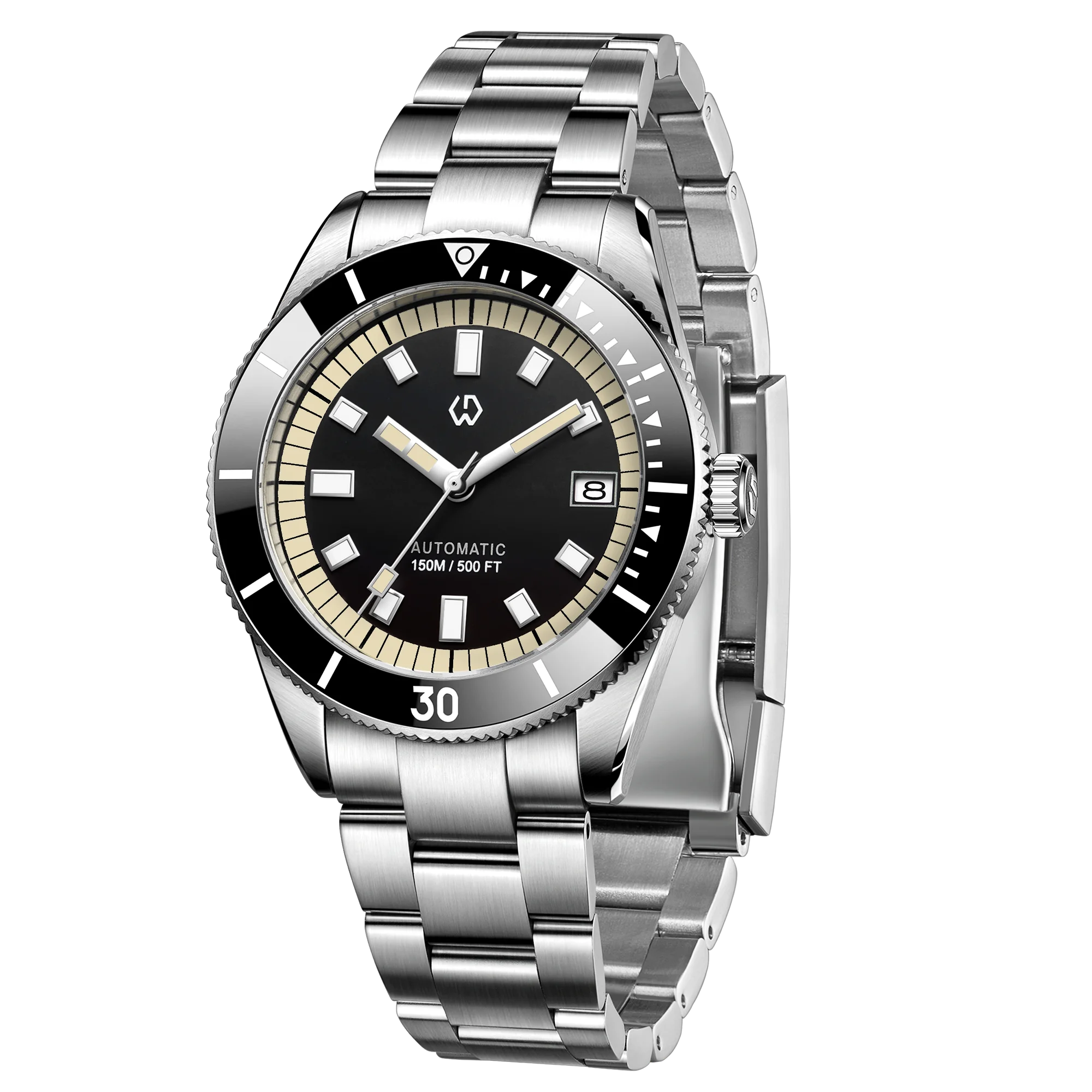 Novo relógio automático masculino super luminoso moldura relógio mecânico japão nh35 150 metros à prova dwaterproof água mergulho