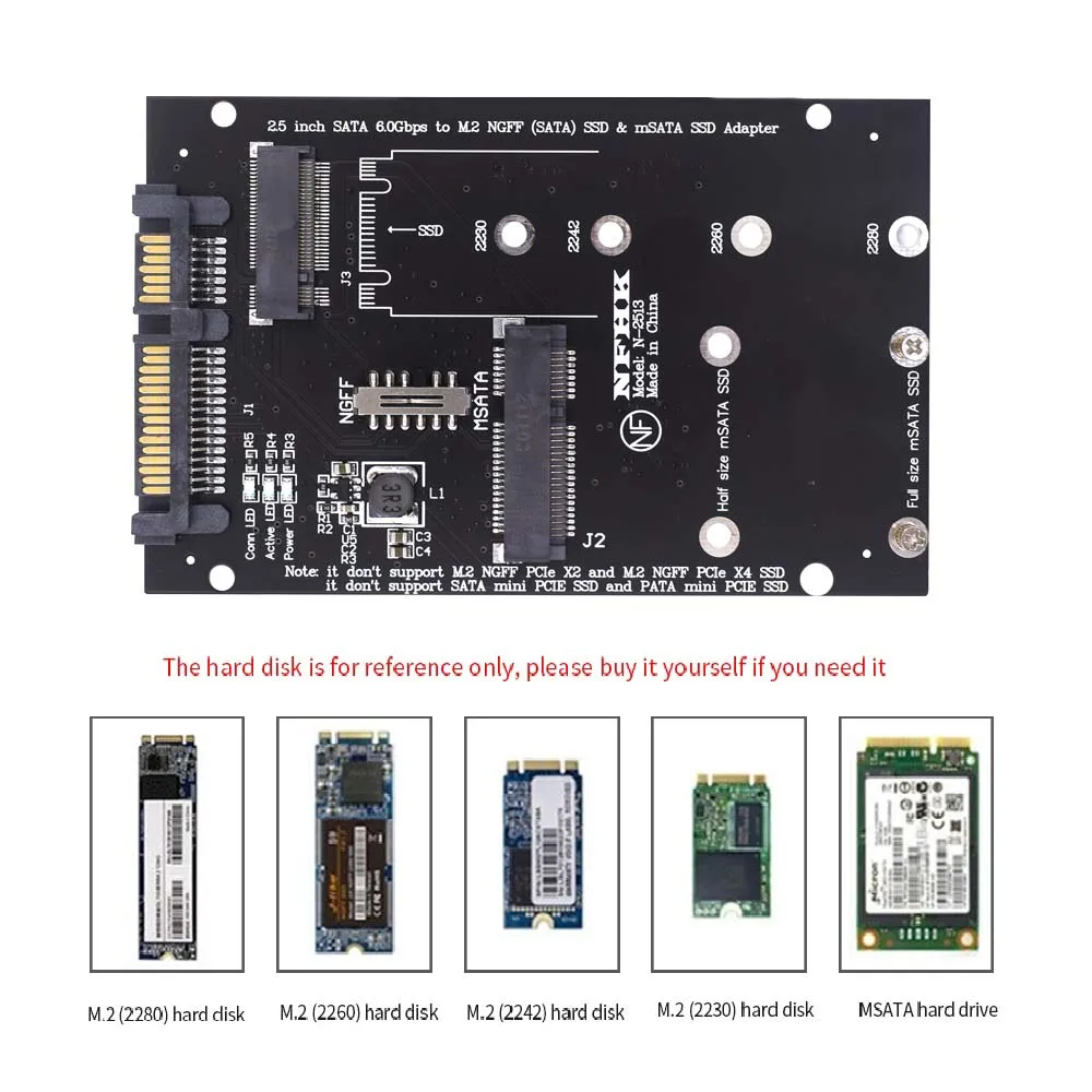 TISHRIC-adaptador M.2 NGFF Msata SSD a SATA 3,0 2,5, convertidor M2 PCI SSD, tarjeta elevadora para PC, portátil, tarjeta adicional de hasta 6GPS