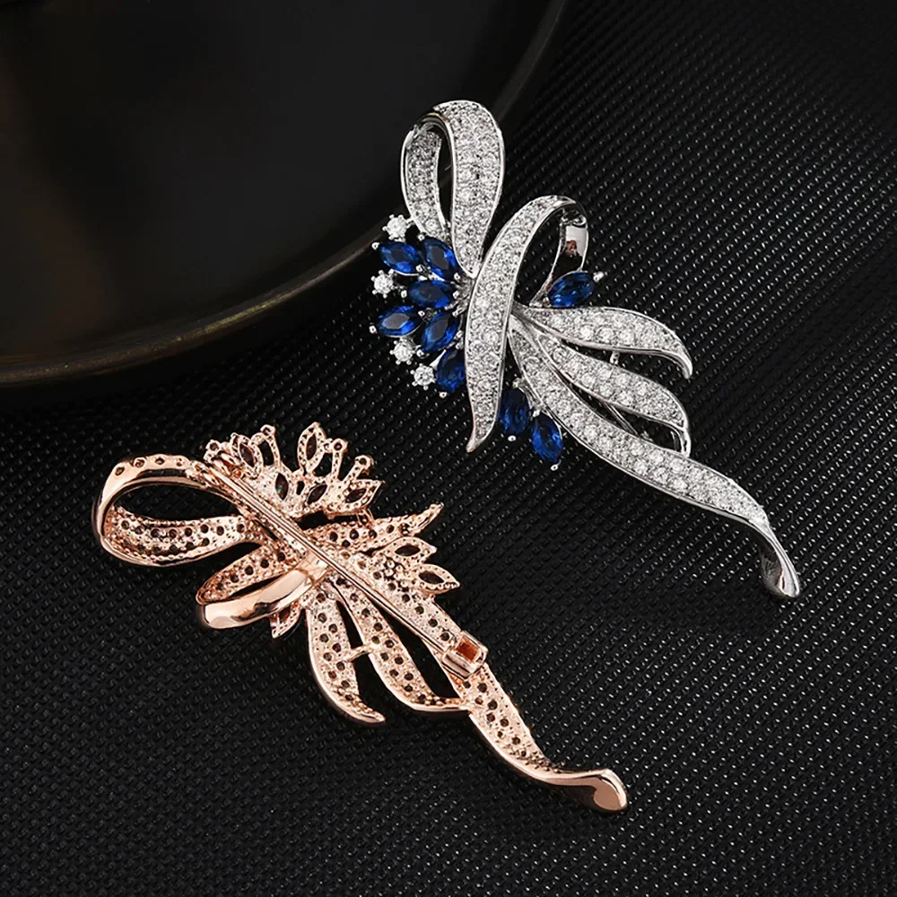 

High Luxury Copper Zircon Flower Brooch High Quality Female Clothing Pins Brooches Luxury Jewelry Venue Gifts for Girlfriend