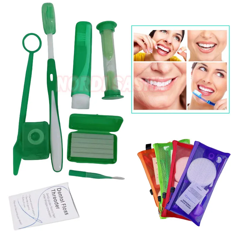 

5 Set/Lot Dental Mesh Bag 8Pcs Orthodontic Care Set Dental Orthodontic Toothbrush Teeth Protection Wax Interdental Brursh