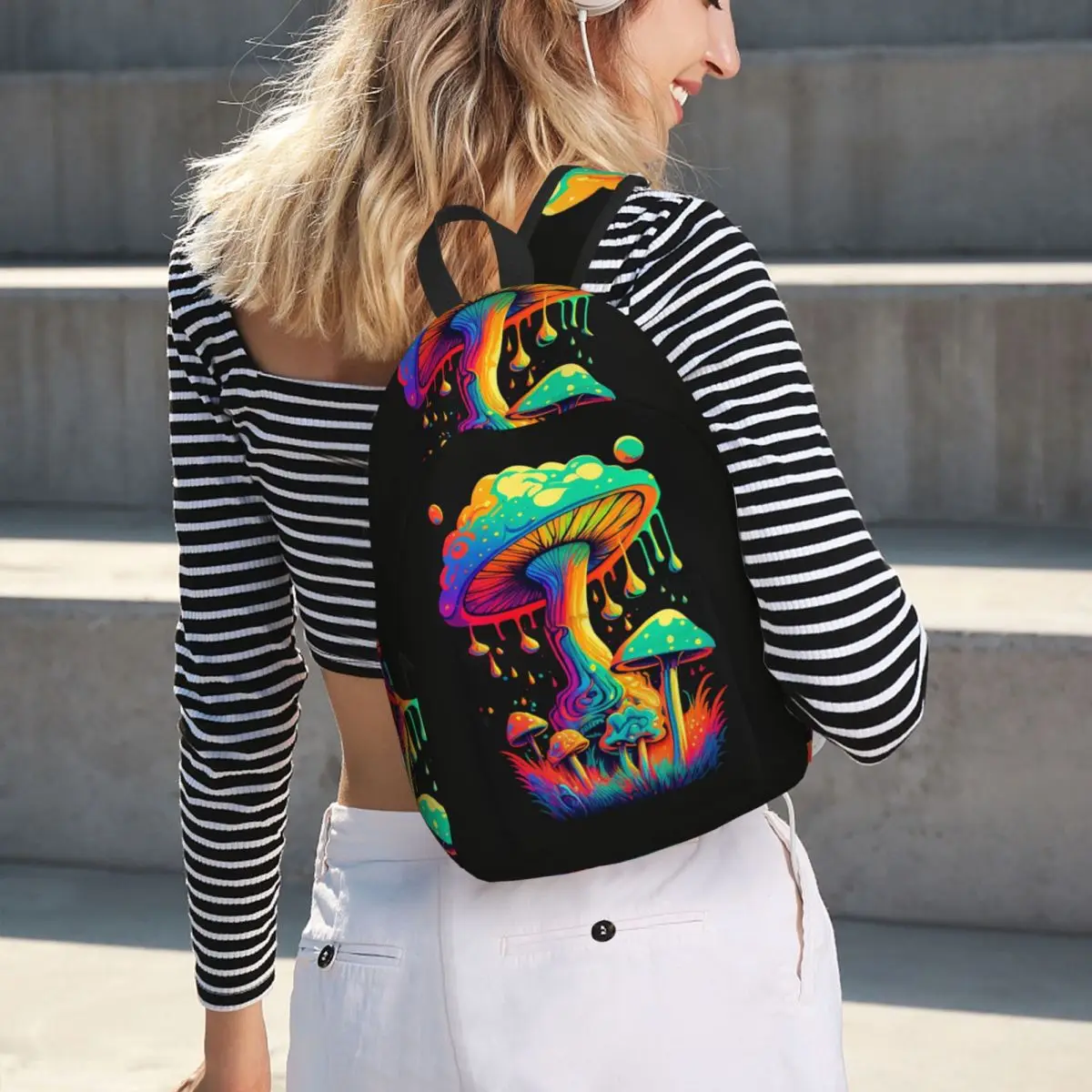 Mystical Fungi Magic Mushroom Psychedelic Trippy Hippie Backpack Hot Sale Daypack BookBag School Bag Shoulder Bags for Men Women