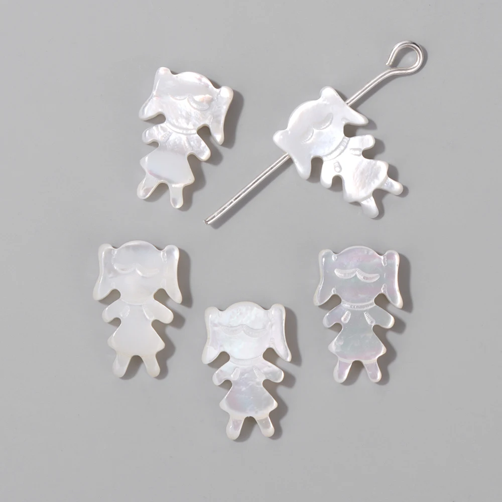 1PC Natural Mother of Pearl Shell Pendant Girl Boy Dove of Peace Carved Charms For Making DIY Necklace Earrings Accessories