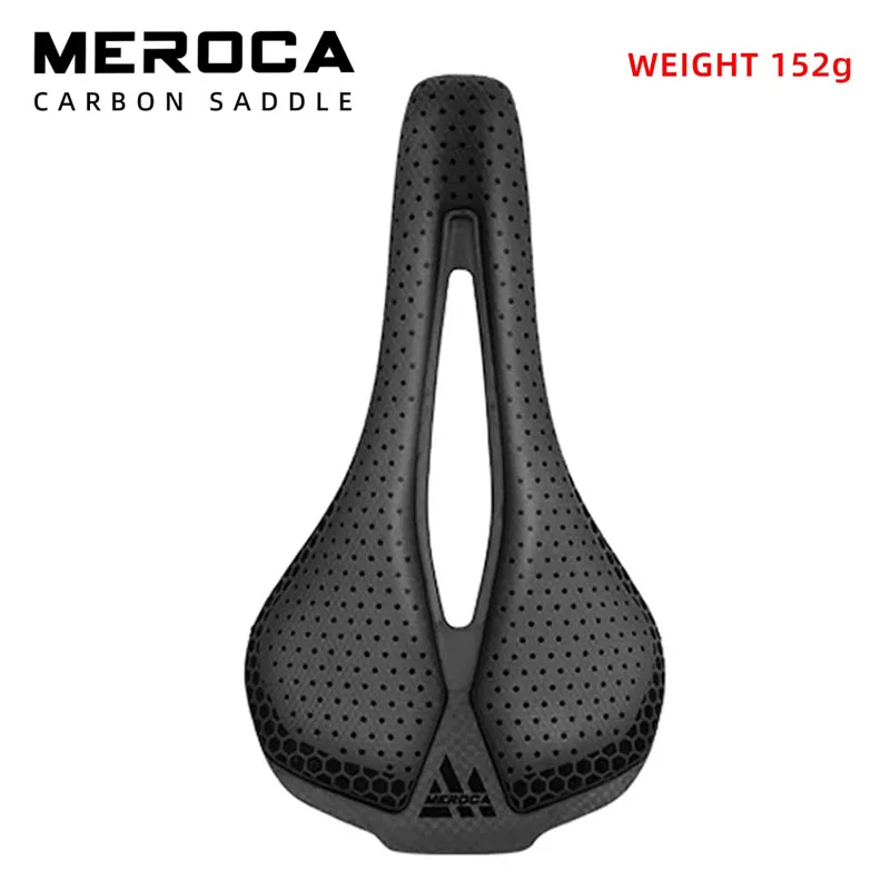 

MEROCA 3D Printed Carbon Fiber Seat Cushion Ultra-Light 152g Hollow Breathable Riding Saddle Rail Saddle 7x9mm Bike Parts