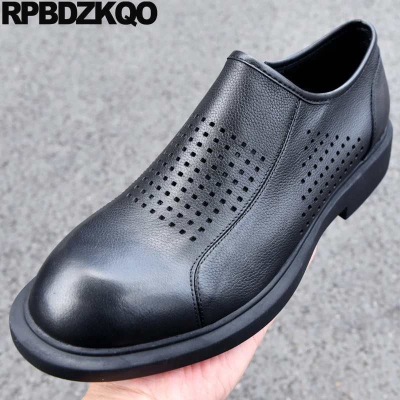 

Comfort Oxfords Hollow Shoes Cow Skin Flats Cutout Derby Men 14 Large Size Business Soft 48 Round Toe Lace Up Side Zip Dress