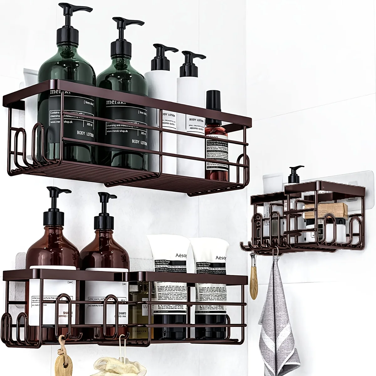 Shower Organizer with Soap Holder and Hooks for Bathroom Rustproof , No Drilling, Wall-Mounted, Kitchen & Home Decor - view 4