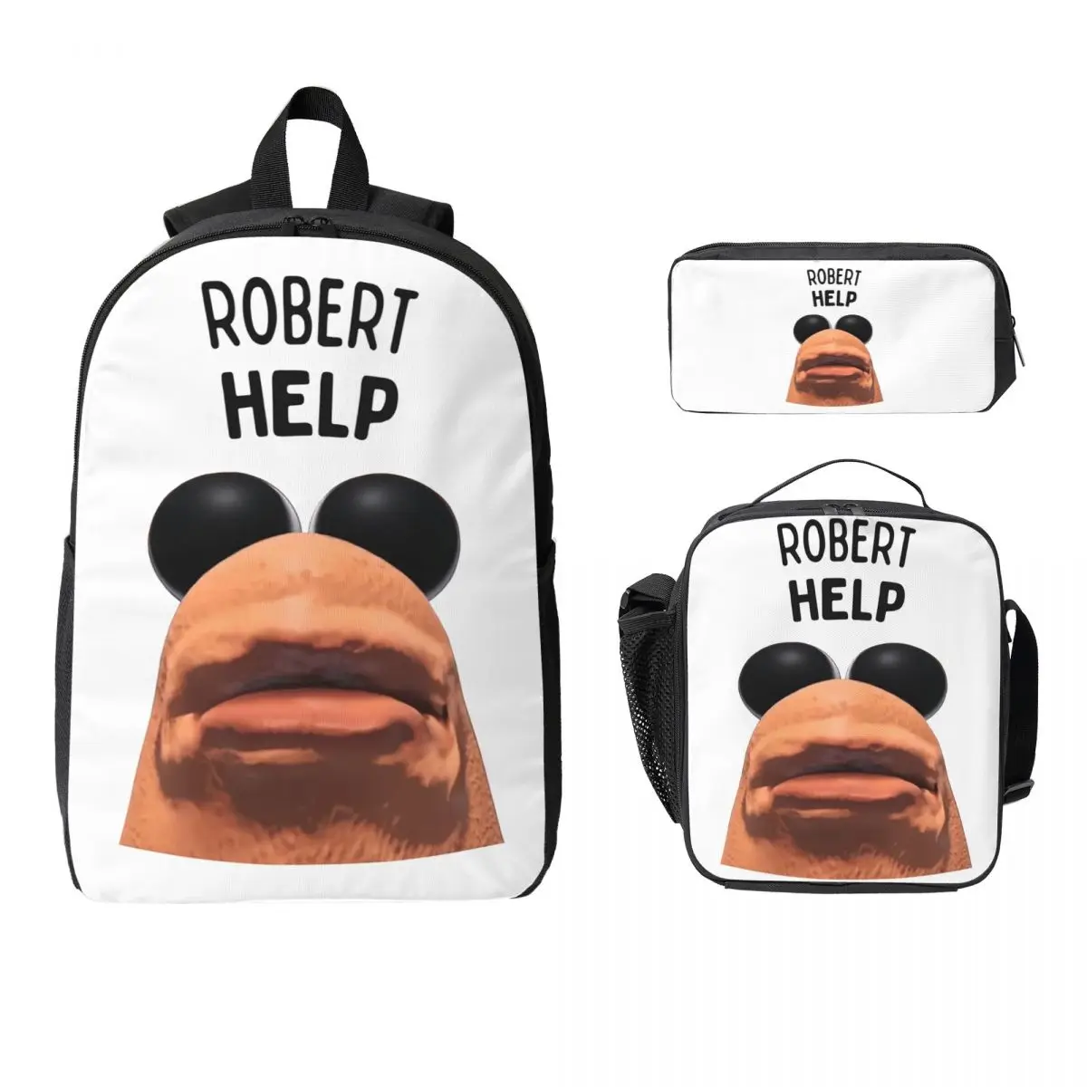 

Marcus The Worm Robert Help Backpack Boys Girls BookBag School Bag Computer Shoulder Bags 3ps Insulated Lunch Bag Pencil Case