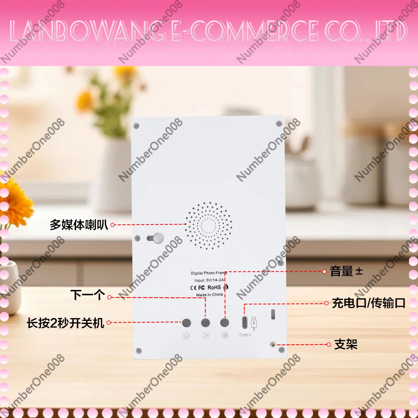 7 Inch Smart Digital Photo Frame WIFI Remote Picture Video Player Electronic Advertising Display Gift