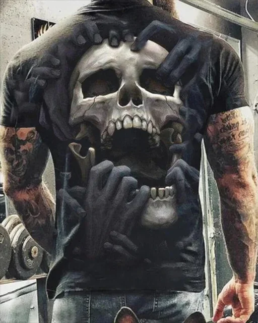 Summer Fashion Horror Skull 3D Print t shirts Man/ Women Casual Short Sleeve Tops  O Neck T-shirts Oversized Unisex Clothing