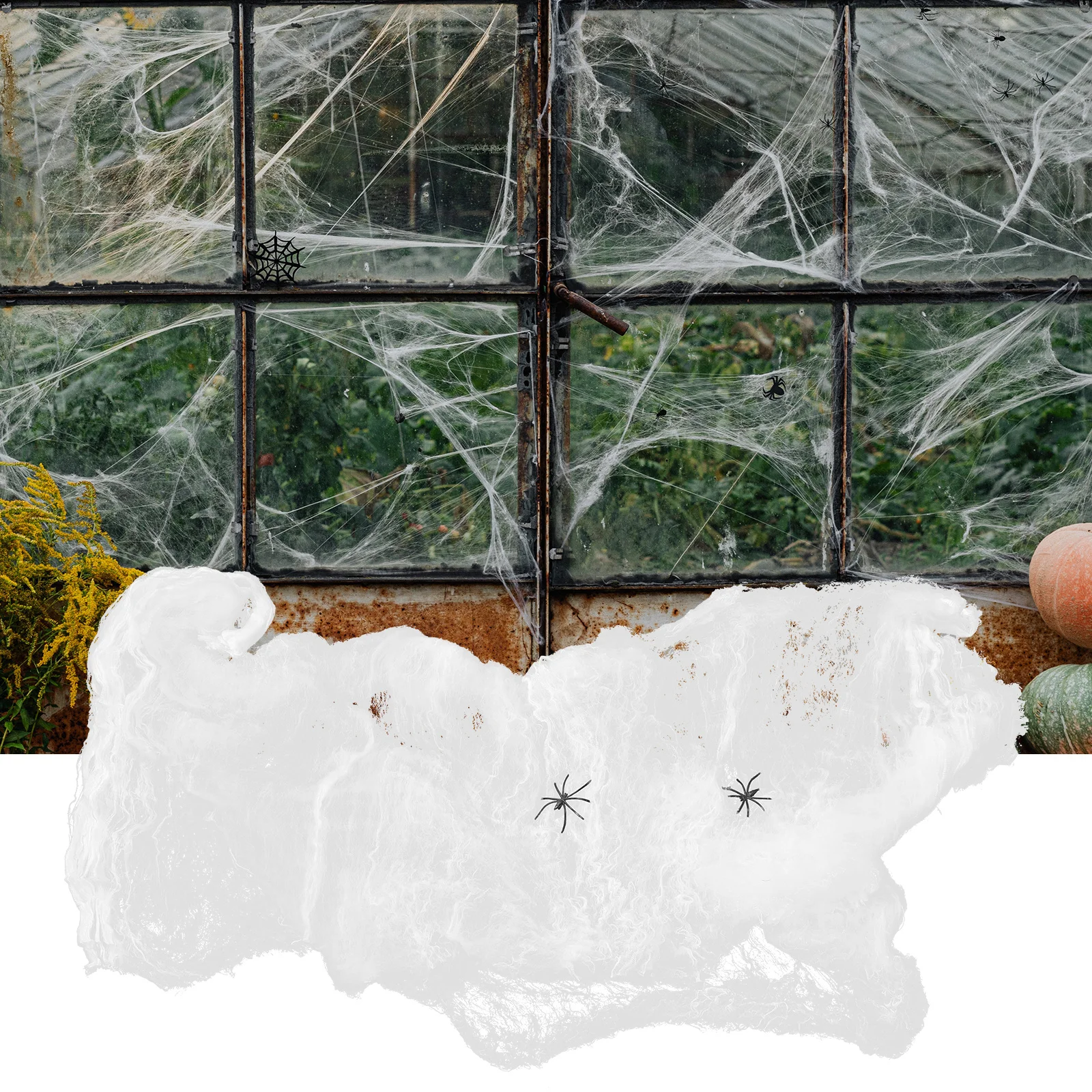 

1 set With Spiders Halloween Decor Large Artificial Spider Web Props For Roof Yard Garden Party House Decoration Simulation
