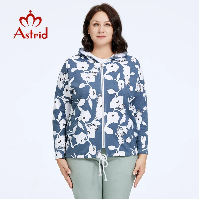 Astrid-Veste fine à imprimé fleuri pour femme, manteau respirant, coupe-vent avec fermeture éclair, streetwear à capuche, tendance, mode