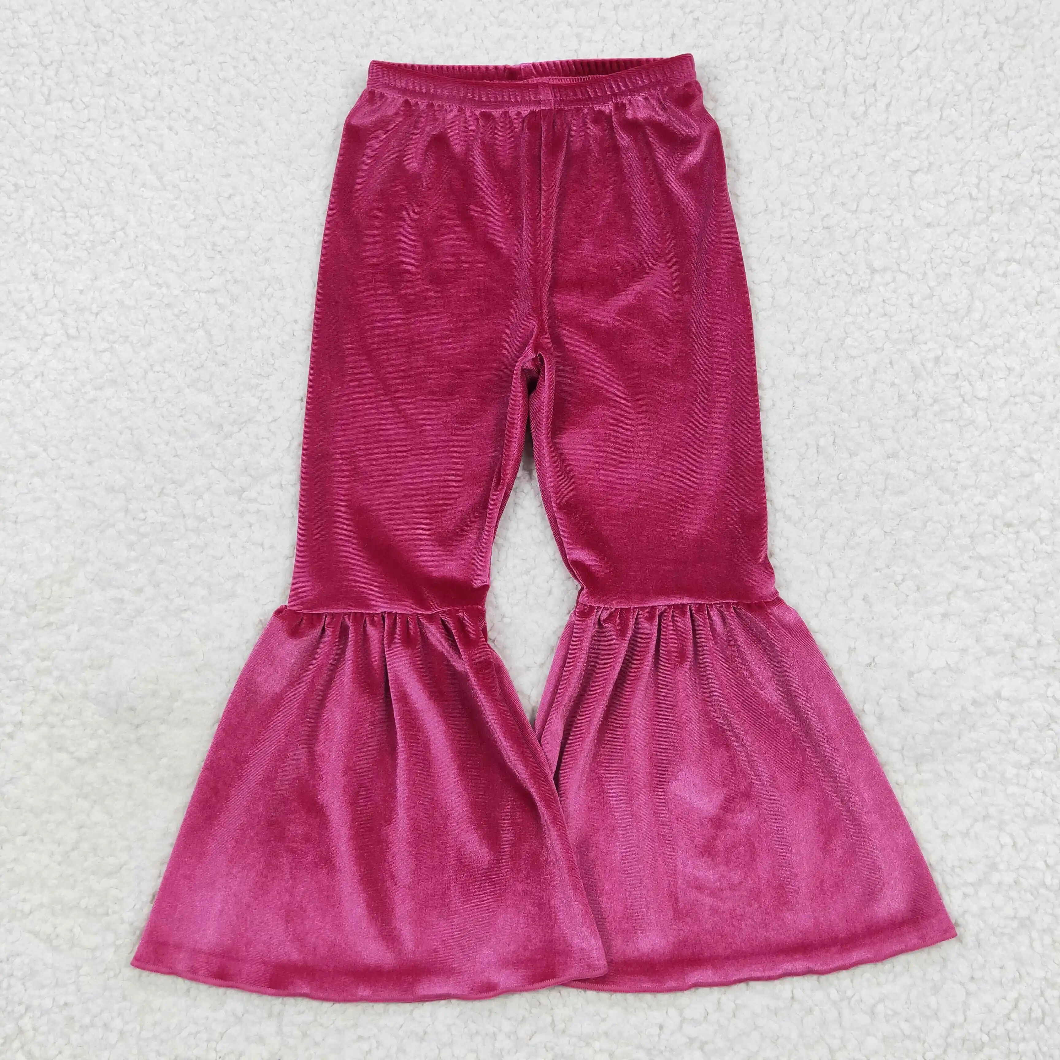 Bulk Supply RTS Kids Boutique Fall Flare Trousers Baby Soft Bell Bottoms T​oddler Girl Velvet Pants