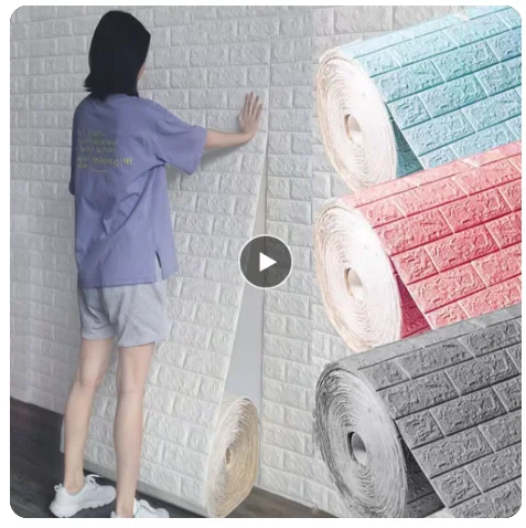 70cm*77cm 3D Brick Pattern Wall Sticker Self-Adhesive Panel Waterproof Living Room Wallpaper Home Decoration