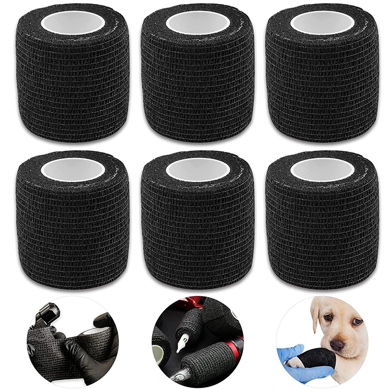 

3/5/10pcs Black Tattoo Grip Bandage Cover Wraps Tapes Nonwoven Waterproof Self Adhesive Finger Protection Tattoo Accessories