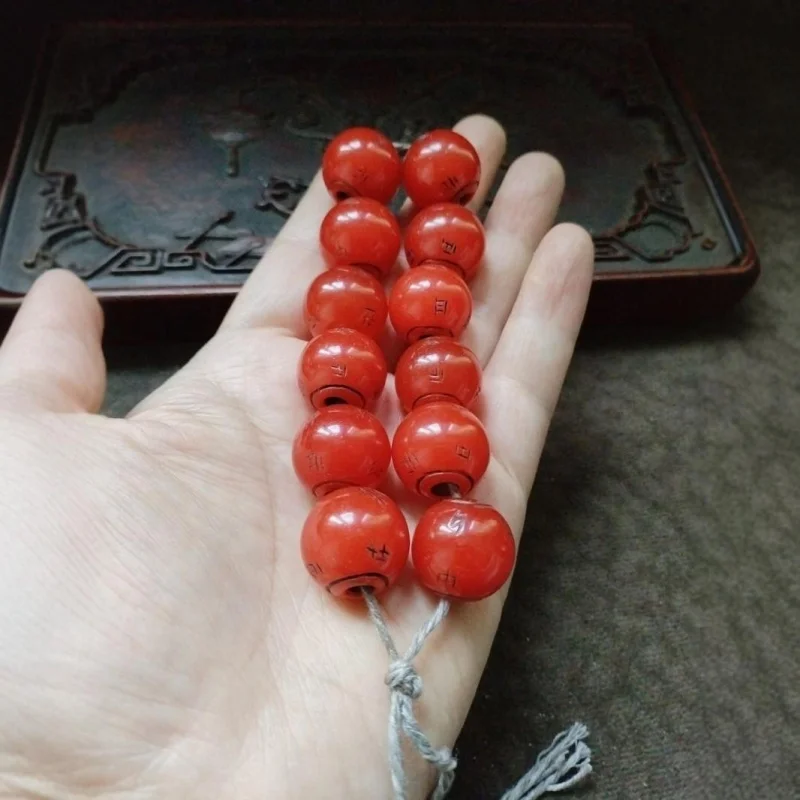 Tibetan Area Returned Old Patina Round One Strand Red Agate Matching Bracelet Beads