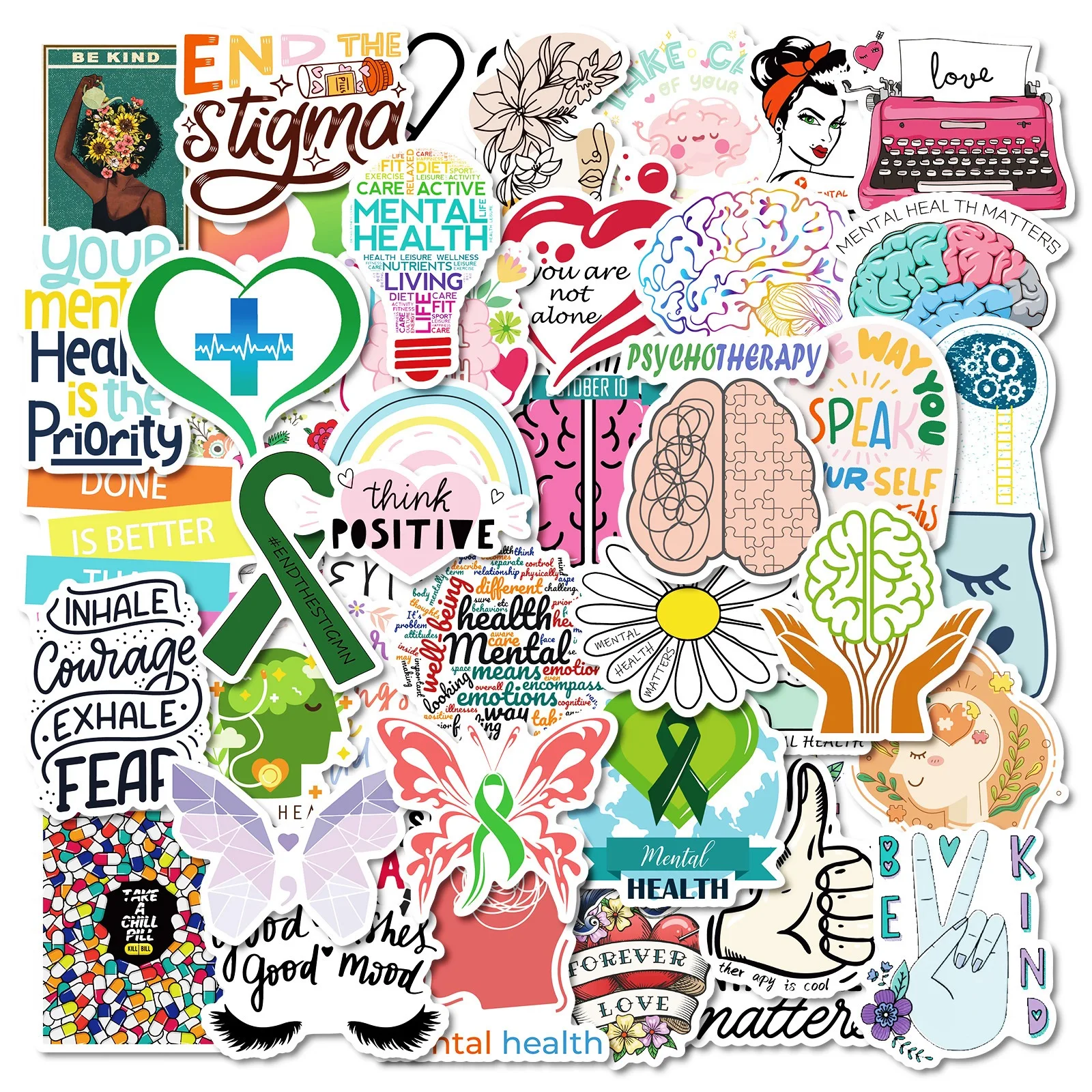 10/49pcs Cute Mental Health Inspirational Graffiti Stickers DIY Kids Scrapbooking Phone Laptop Guitar Car Motorcycle Sticker Toy