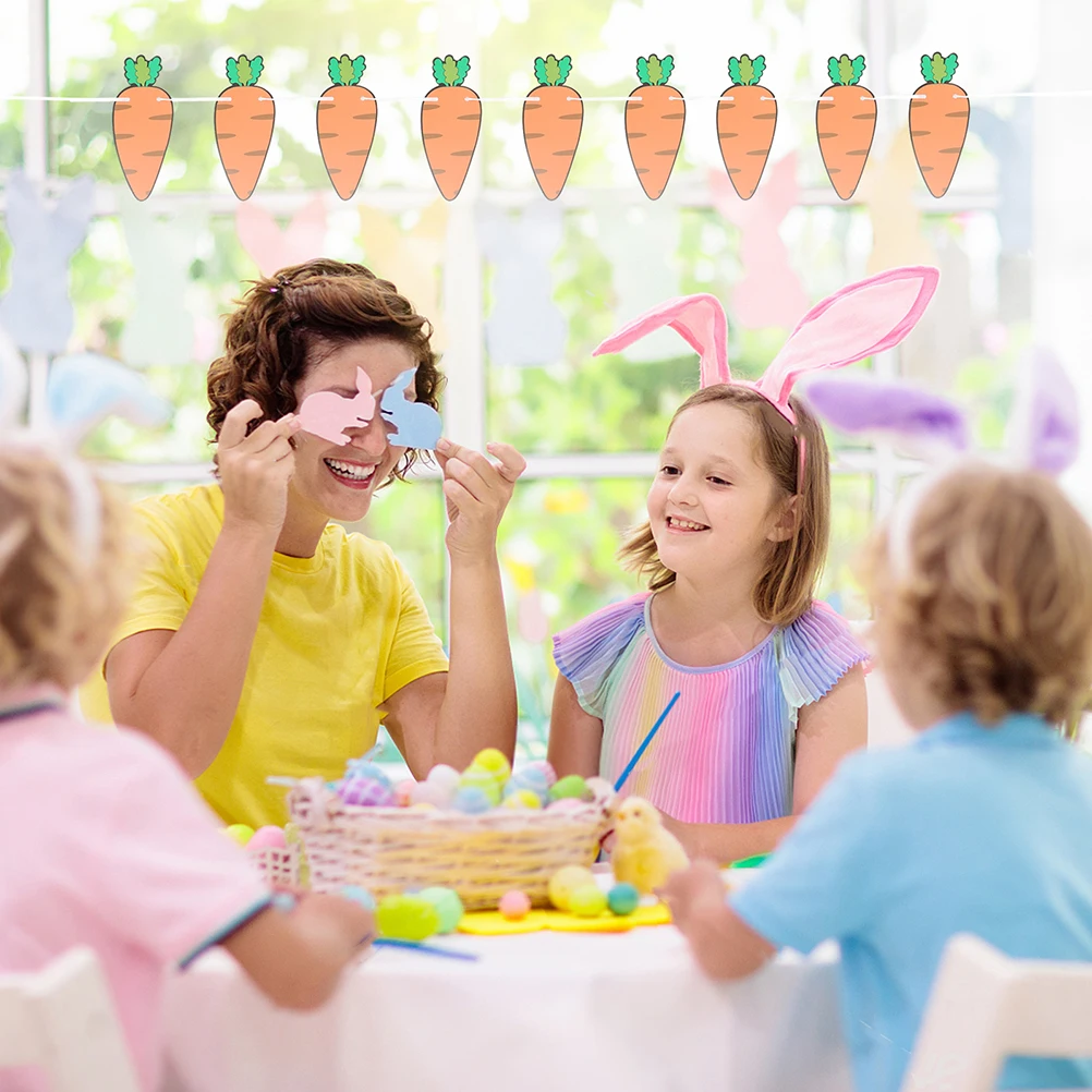 

2Pcs Easter Carrot Banner Unique Fun Design Festive Bunting Indoor Outdoor Party Decor Easter Carrot Banner Party Favor