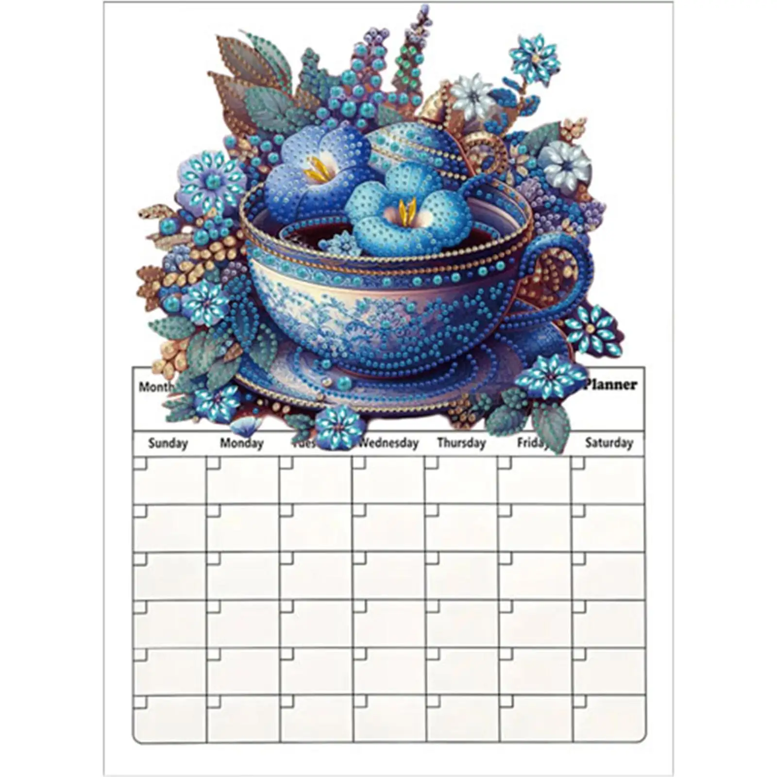 

Магнитный календарь на холодильник с изысканным узором в форме бриллианта, алмазная вышивка, DIY, подвесной календарь для начинающих