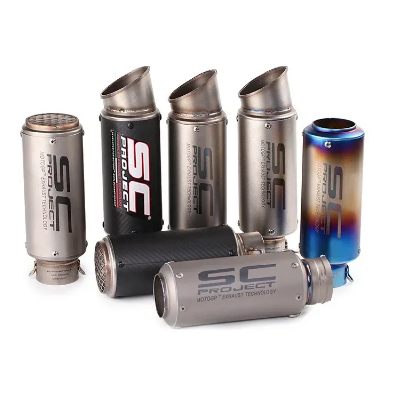 Exhaust Stainless Steel Slip-On Exhaust 51mm/60mm SC Exhaust Pipe Replacement For Dirt Bike Street Bike Scooter ATV N
