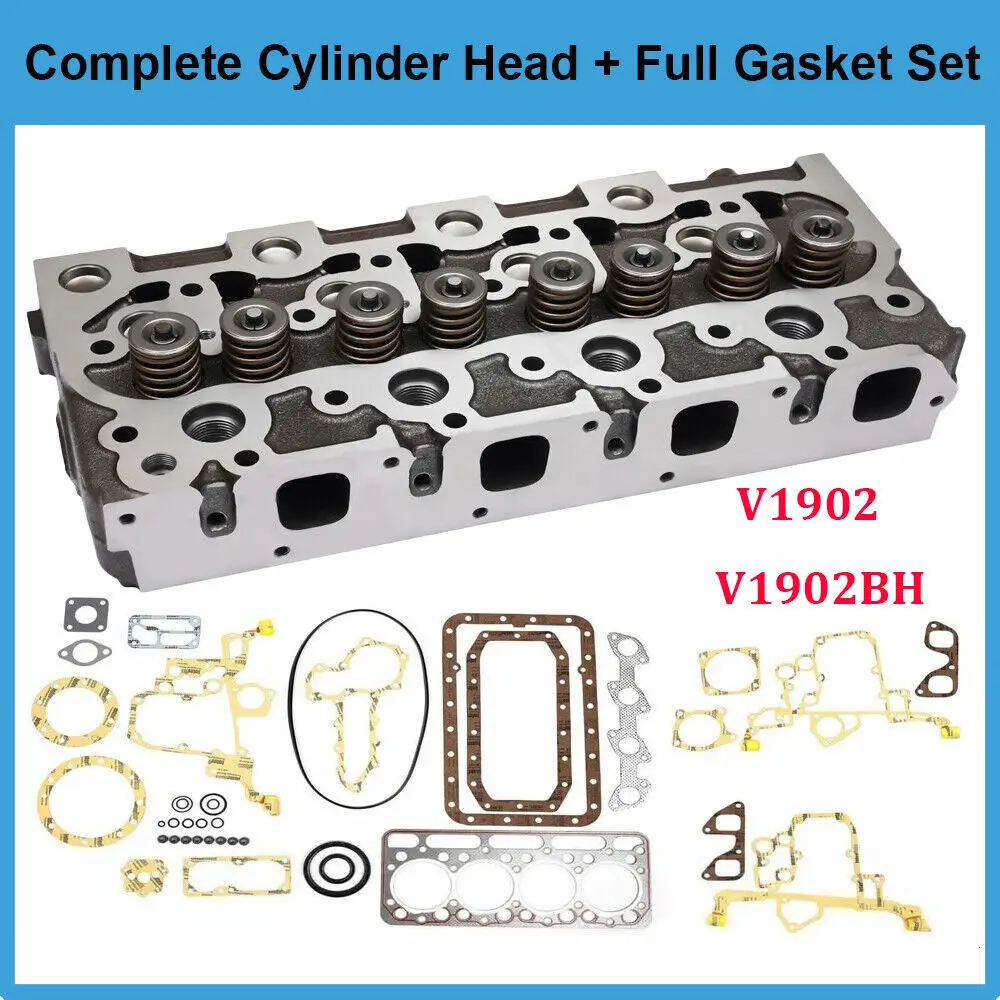 Complete Cylinder Head Loaded and Full Gasket Kit for Bobcat/Thomas/Kubota V1902 V1902BH Car Accessories