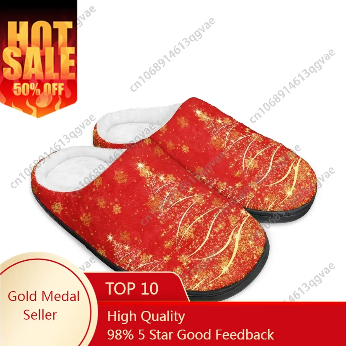 

2025 Winter New Styles Red Star Christmas Tree Home Cotton Slippers Mens Womens Teenager Plush Bedroom Keep Warm Custom Slipper