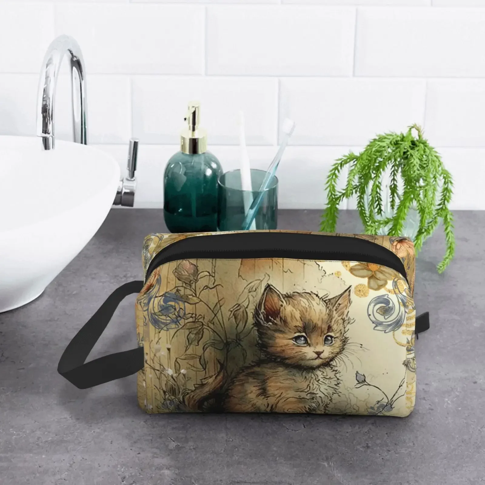 

Cute Cat Travel Cosmetic Makeup Bag Beauty Storage Dopp Kit