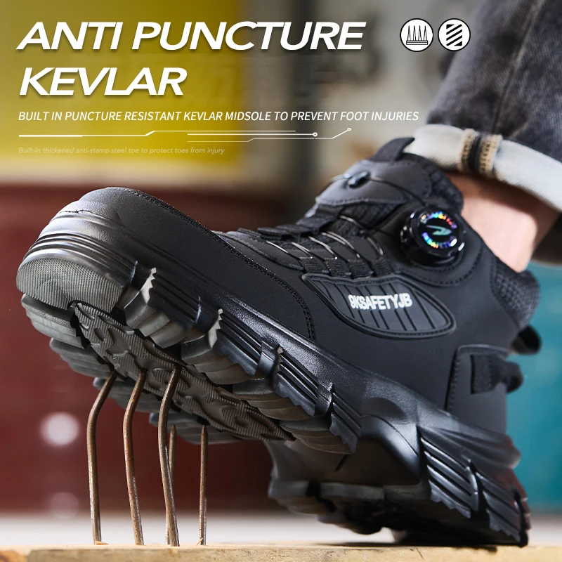 New High-top Men's All-season Universal Steel Head Anti-smash Anti-puncture Rotating Buckle Non-slip Wear-resistant Safety Boots