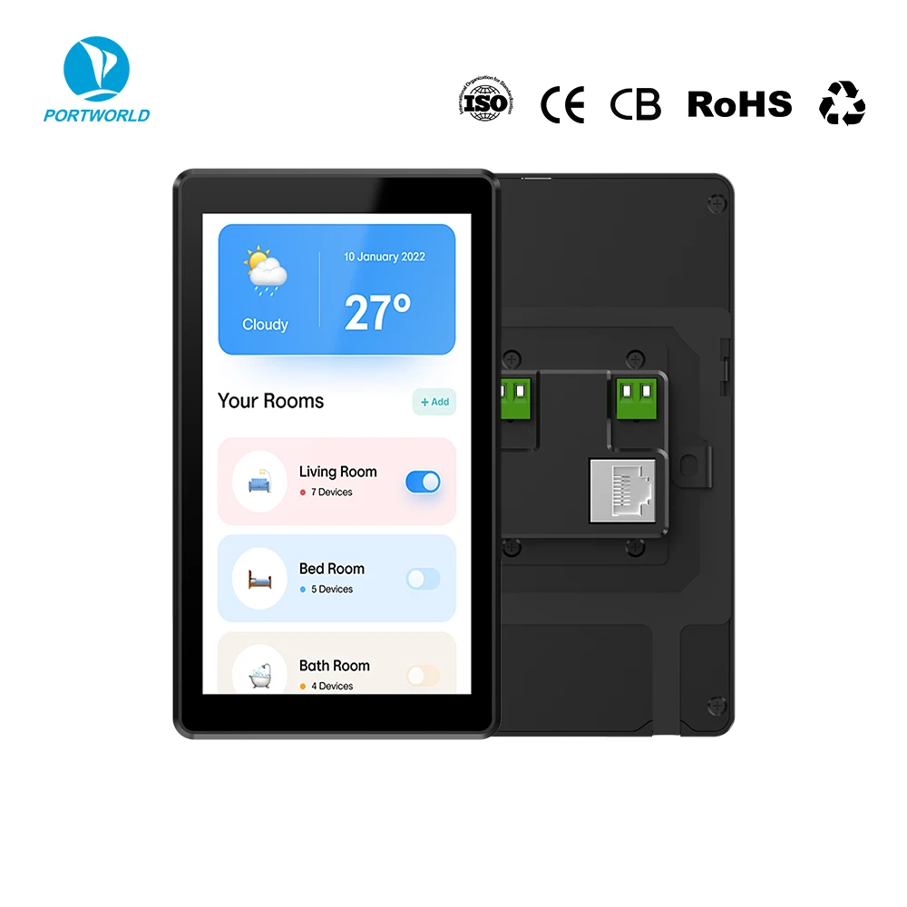 Sunworld Metal Frame 5.5inch IPS 4GB RAM Android Flush Wall Mount Touch Screen Panel Electric for Home Automation Garage Car Bar