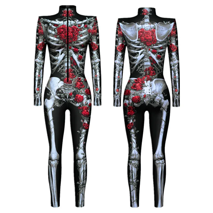 Herren Damen Punk Future Roboter Drache Schlange Totenkopf 3D-Druck Bodysuit Erwachsenen-Halloween-Kostüm Party Rollenspiel Schlanker Jumpsuit – Detail 26