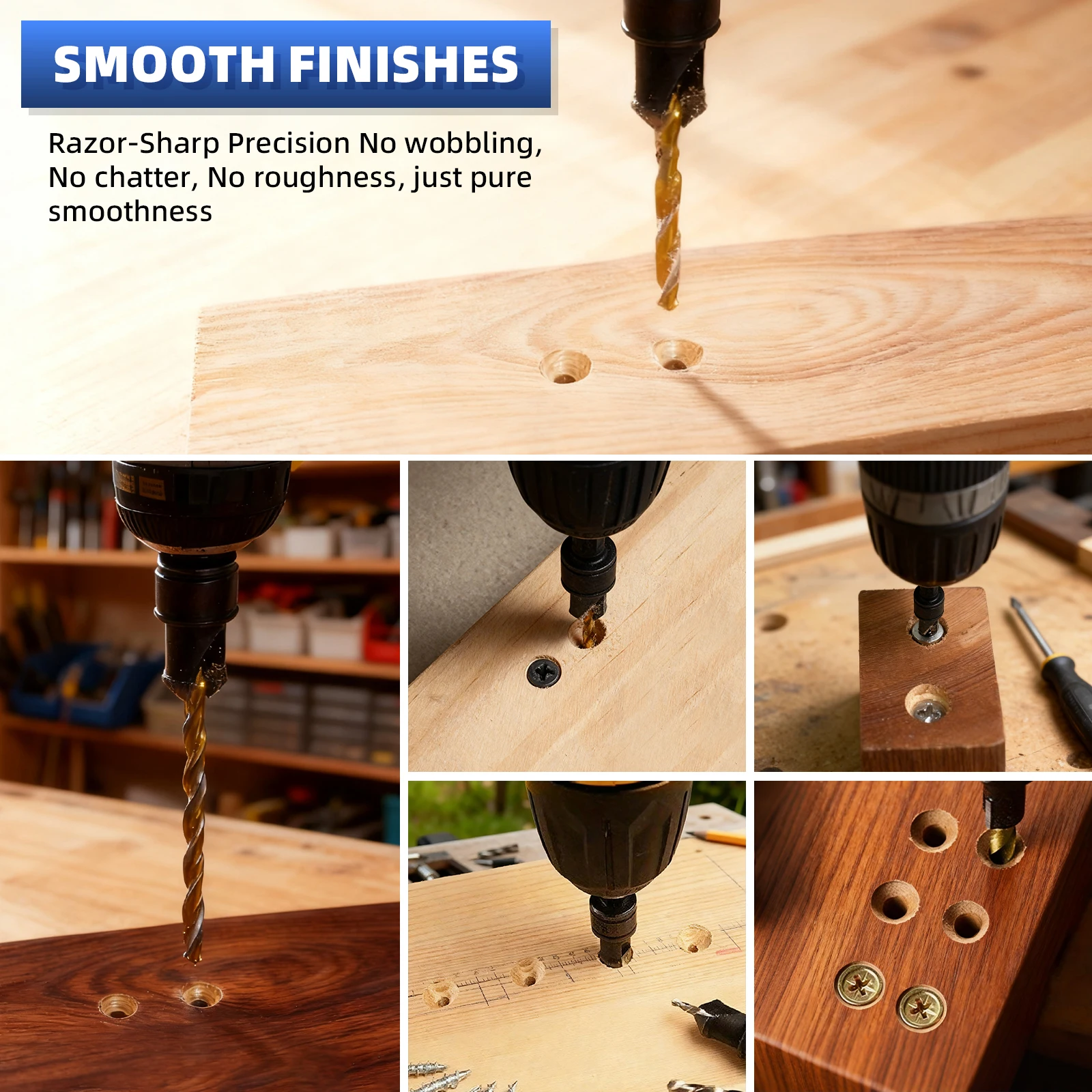 12pcs titanium-plated hex countersink set with replaceable bits, magnetic holder & L-wrench. Power drill compatible for fast view 5