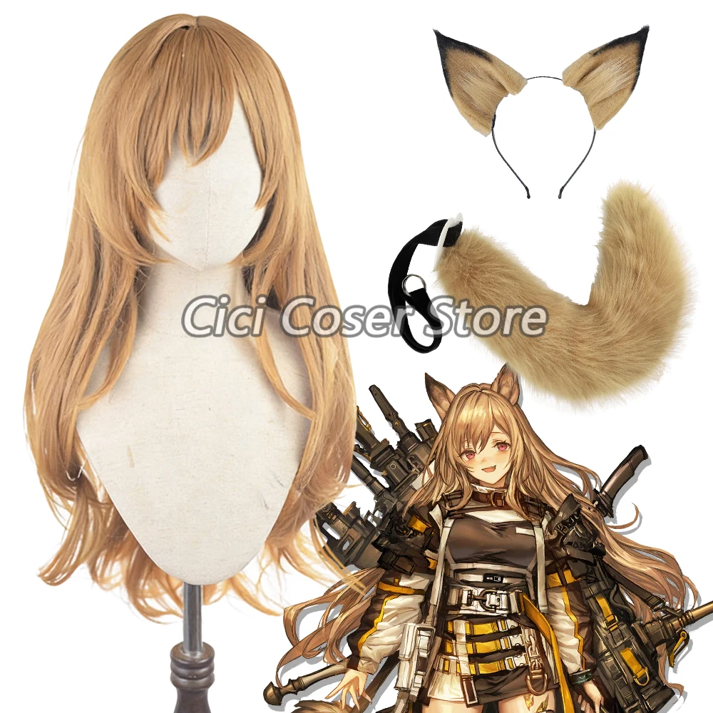 

Парик для косплея Arknights Ceobe, коричневый, термостойкий, для женщин, для Хэллоуина, карнавала, выступлений, с плюшевыми ушками и хвостом животных