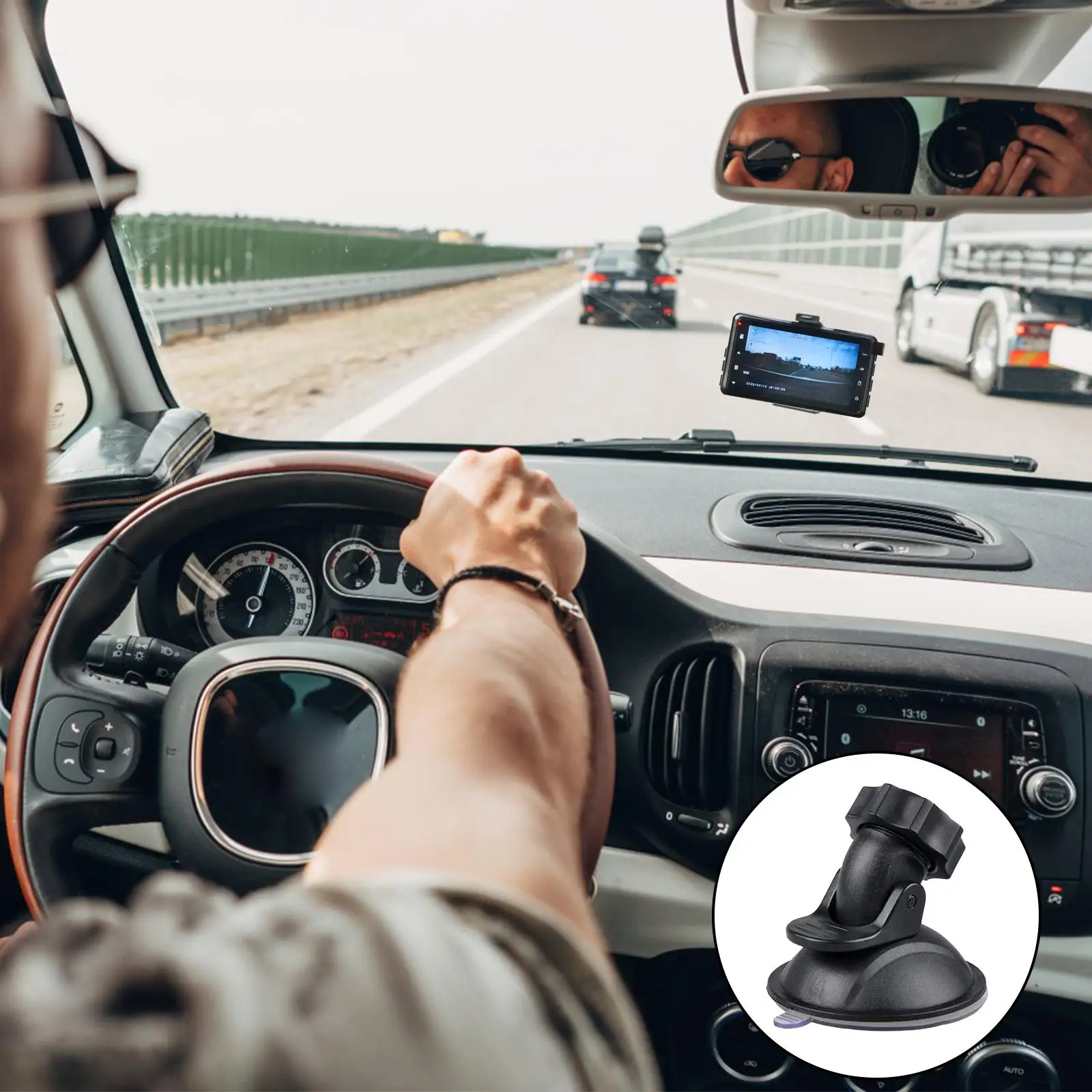 Dash Cam Mount Suction Removable Rotatable Car Dash Cam Replacement Mount for RV SUV GPS Navigation Windshield Dashboard - view 4