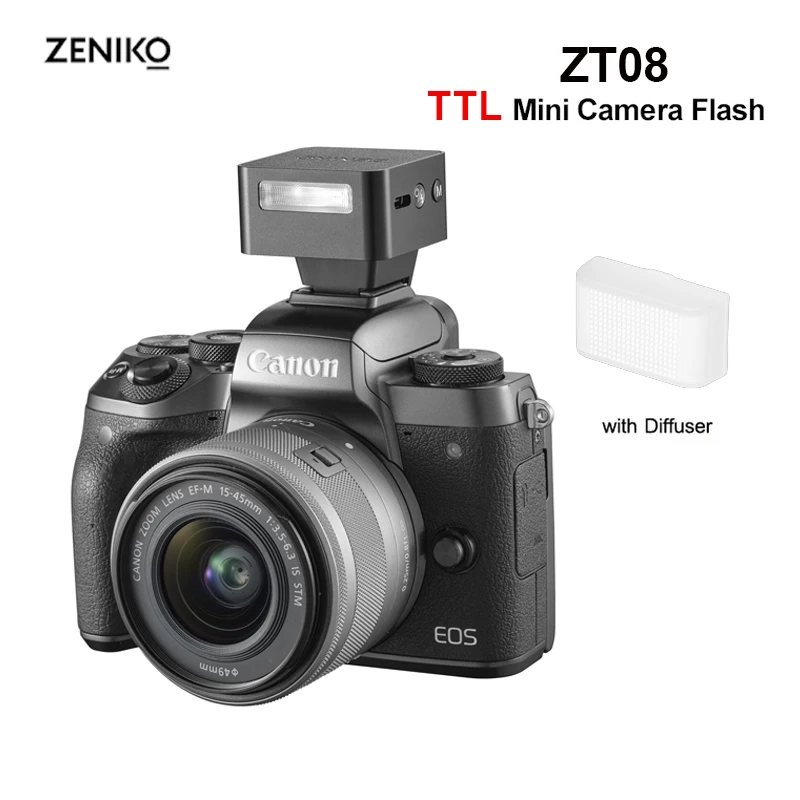 ZENIKO ZT08 Mini Rechargeable Camera Flash Light Speedlite TTL Automatic Metering for Fuji/Sony/Nikon /Canon/Panasonic Cameras
